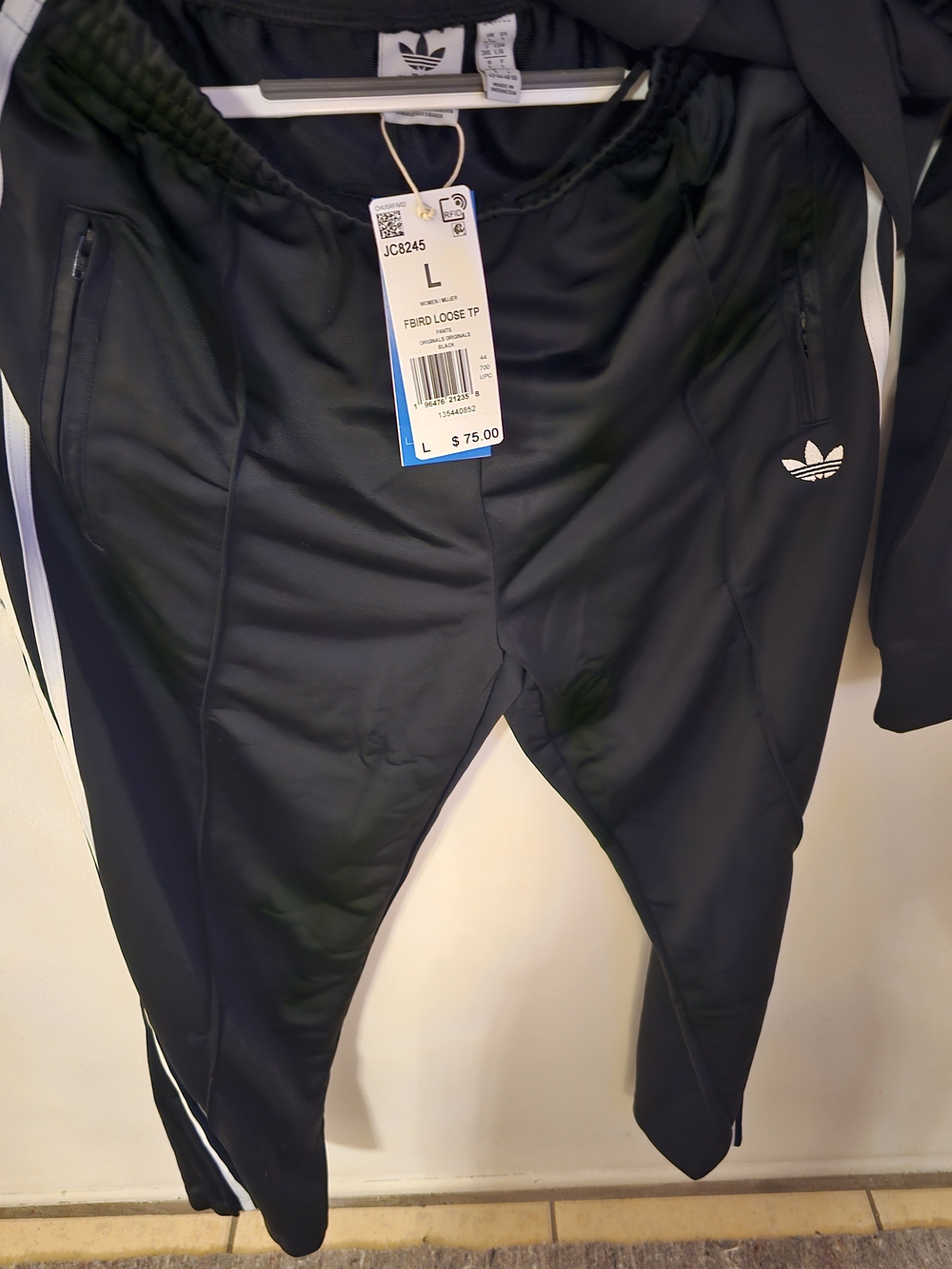 adidas Black Joggers with White Side Stripes and Trefoil Logo